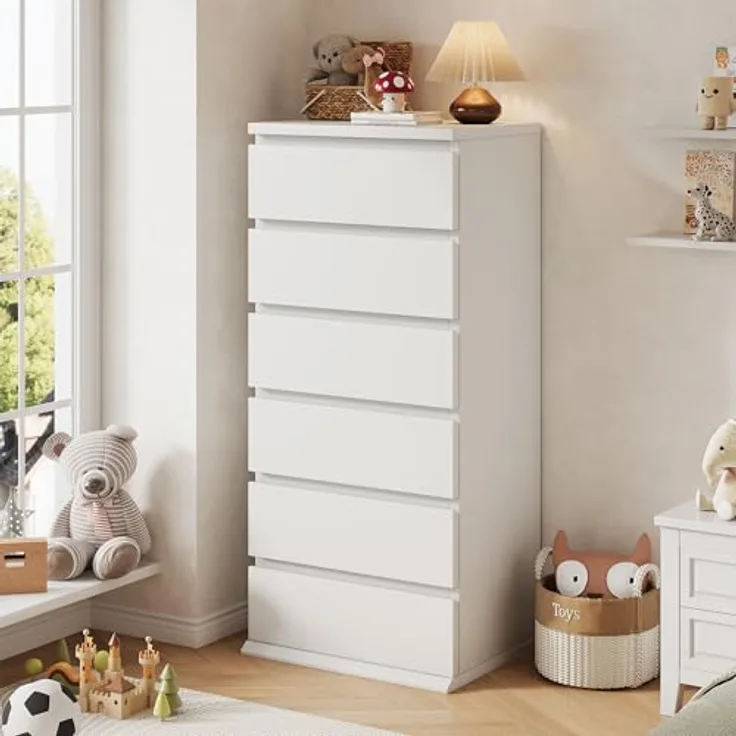 Jocoevol Schmal Kommode mit 6 Schubladen für Schlafzimmer
