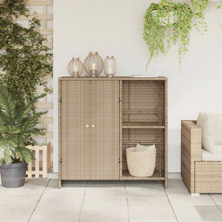 vidaXL Aufbewahrungsschrank mit Regal Beige 100 x 36 x 102 cm Rattan 4103824 – Bild 2