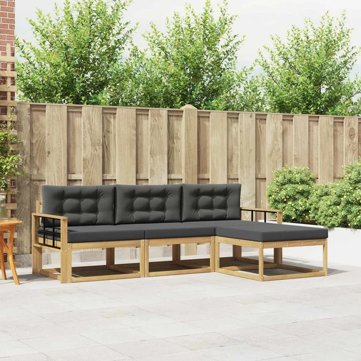 vidaXL Outdoor-Sofagarnitur 4 stk. Weiß und Anthrazit Polyester 3386281 – Bild 1