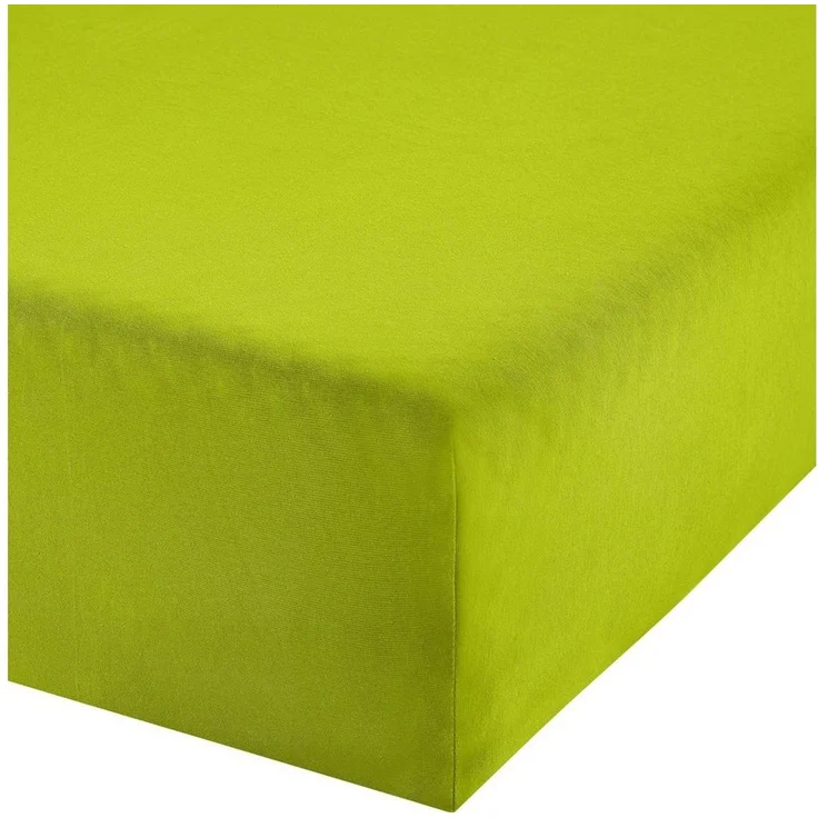 Erwin Müller 'Freising' Spannbettlaken, Gummizug: Rundumgummi, 1 Stück, Elasthan-Jersey-Stretch Uni, Apfelgrün, Boxspringbett - 120x200 cm - 130x220 cm – Bild 5