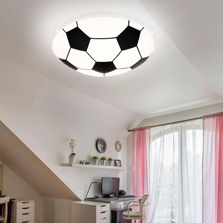 Smart Home RGB LED Deckenlampe, Fußball-Design, Glas, schwarz weiß, LEMMI – Bild 5