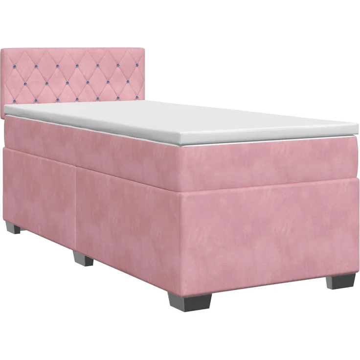 vidaXL Boxspringbett mit Matratze mit Kopfteil Rosa 100 x 200 cm Samt 3450655 – Bild 2