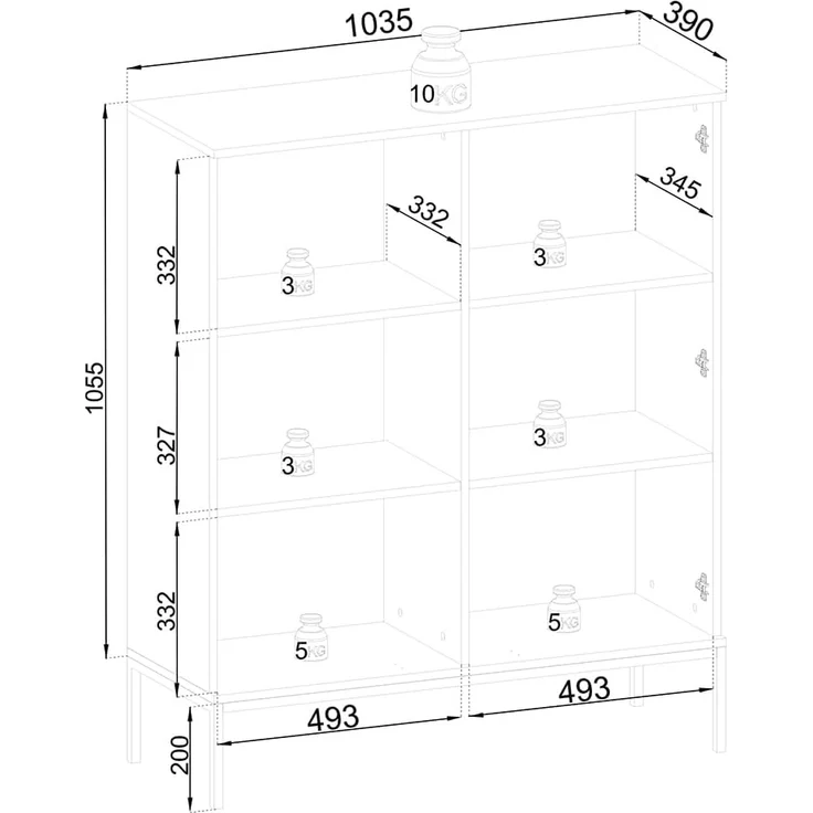 Lomadox Highboard SIBARI-160, Highboard, schwarz mit Wotan Eiche Nb, grifflos B/H/T 104/126/36 cm – Bild 2