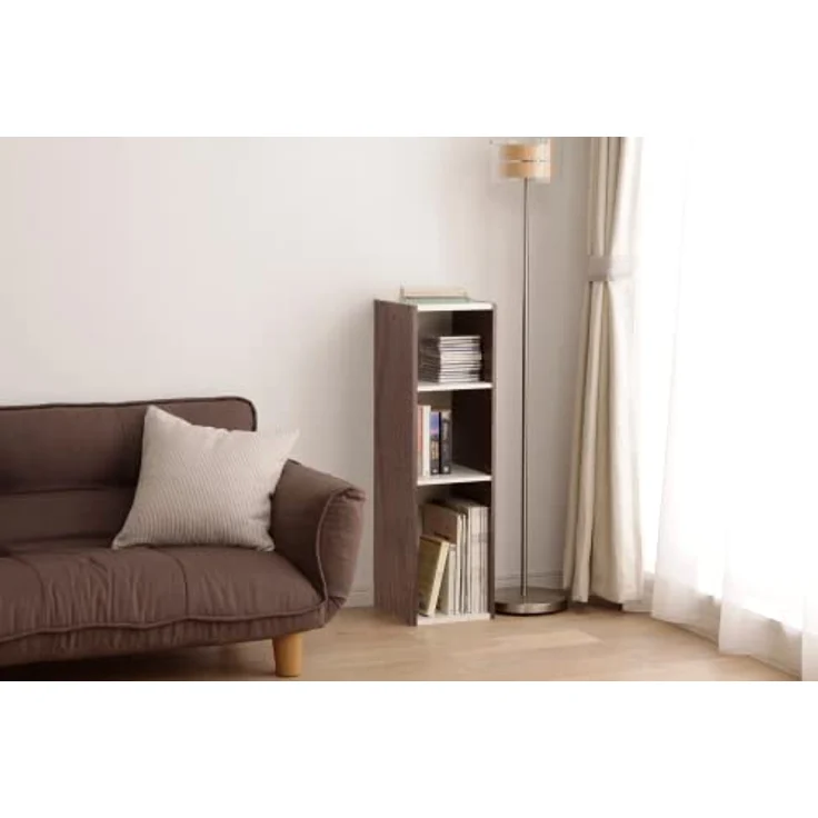 Iris Ohyama, Bücherregal mit 3 Ablagen, Set mit 2 Beistellmöbeln, Design, Modular, Büro, Schlafzimmer, Wohnzimmer - UB-9025 - Braun – Bild 3