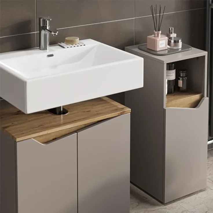 Badmöbel-Set Marelle Greige 5 Teile Vicco – Bild 6