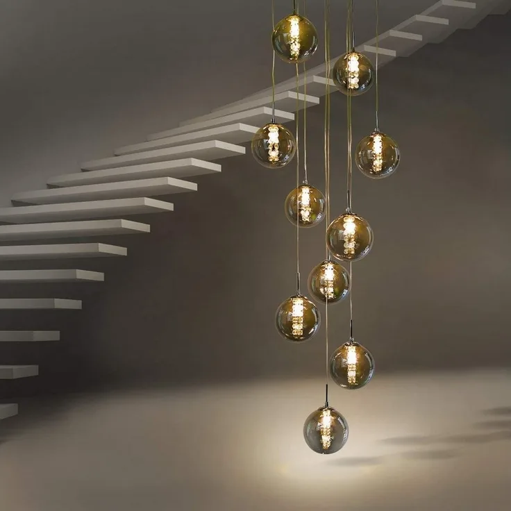 Nettlife Pendelleuchte G9 Deckenlampe 3-flammig Bernstein/Grau Glas Industriestil, Höheverstellbar, LED wechselbar, Warmweiß, für Küchen Wohnzimmer Schlafzimmer Flur