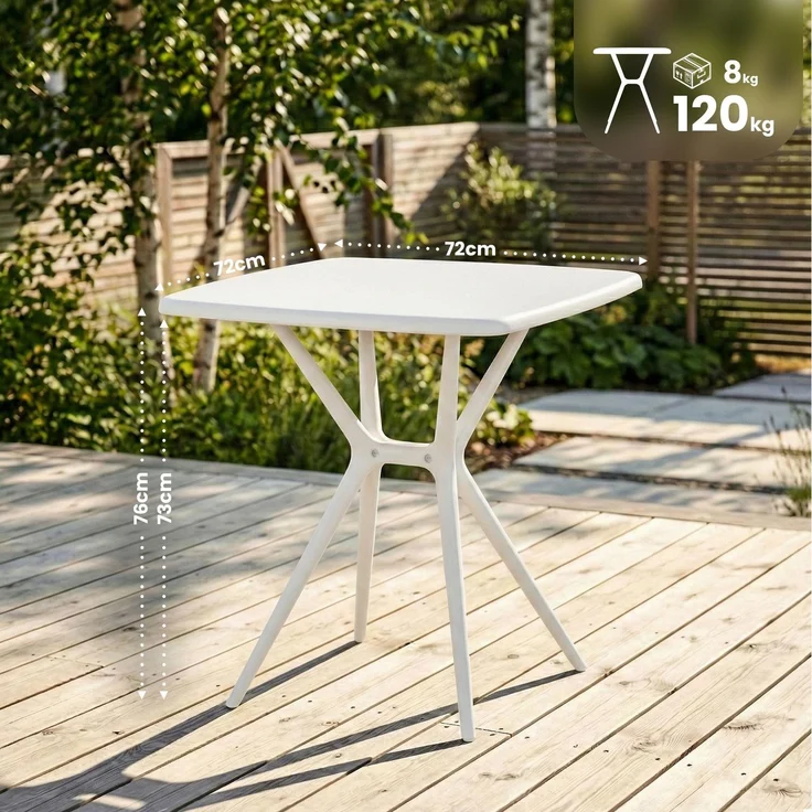 CLP Gartentisch Becky eckig 72 x 72 cm wetterfest winterfest UV-beständig,weiß – Bild 2