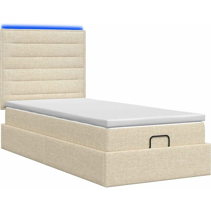 vidaXL Ottoman-Bett mit Matratze und LED Creme 100 x 200 cm Stoff 3457970 – Bild 9
