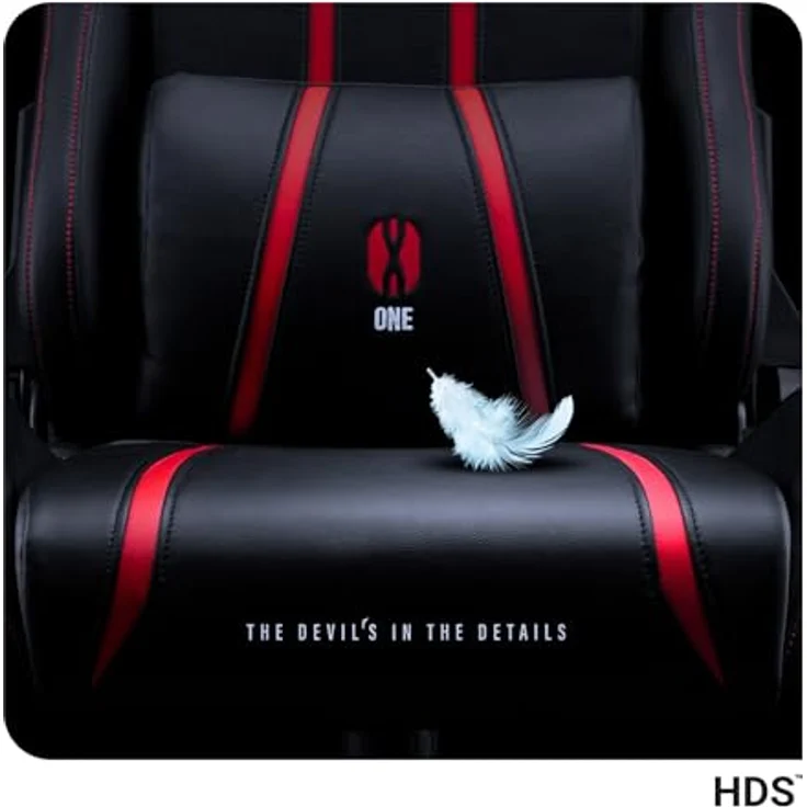 Diablo Chairs Gaming-Stuhl X-One 2.0 Kleiner Drehstuhl Ergonomischer Stuhl Mit Kopfstütze Und Lendenkissen Öko-Leder HDS Tilttech System HR-Schaumfüllung 64 x 33 x 120 cm Schwarz-Rot – Bild 9