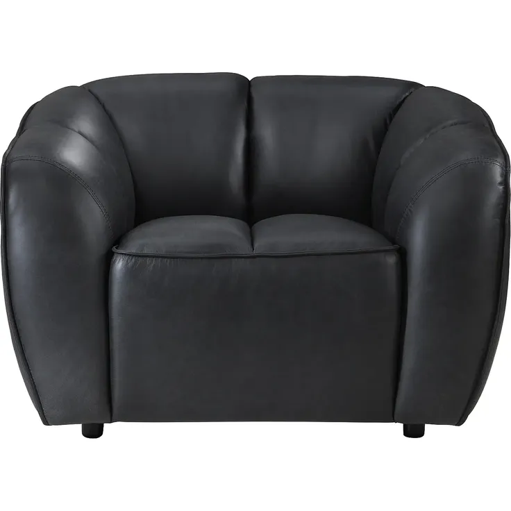 Vente-unique - PRADONI Sessel Leder Schwarz - B 90 cm x H 77,5 cm x L 111,5 cm – Bild 2