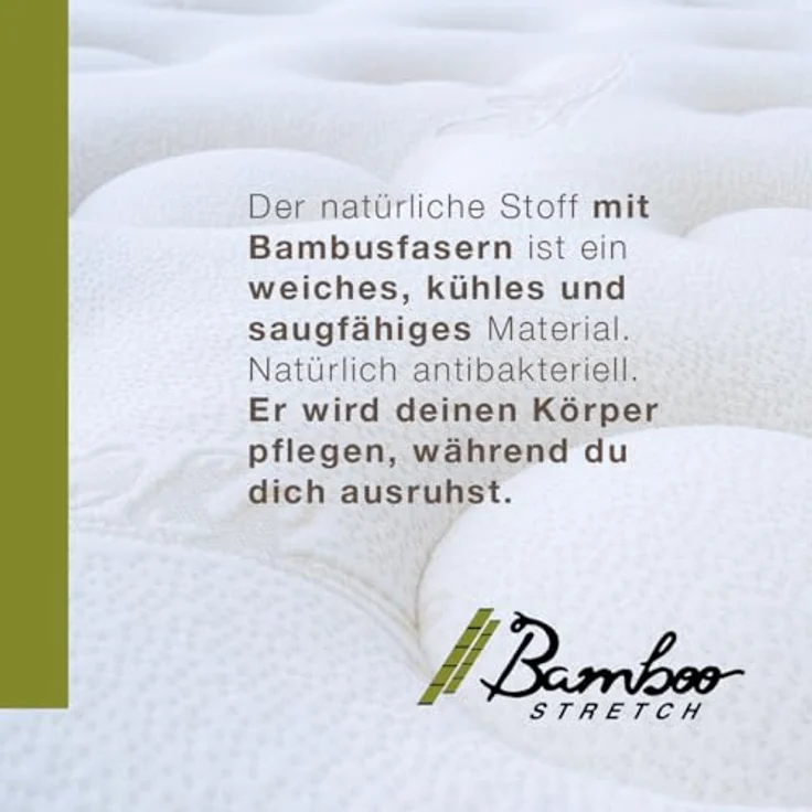 Kuo Dream - Eco Natur Matratze | 100% Spanisch, Oeko-TEX | Taschenfederkern, Baumwolle-Bamboo | Lendenwirbelstütze Latex, Ganzjährig, Beige, 135x180 cm – Bild 8