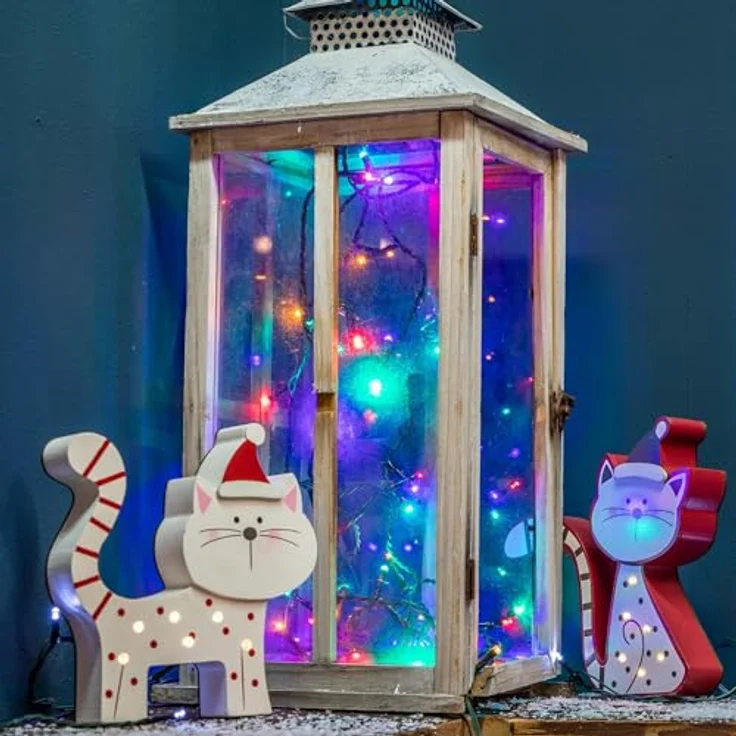 hellum Lichterkette 200 LED, 19,9 m beleuchtete Länge Lichterkette außen, outdoor strom mit Timer, outdoor bunt mit Stecker, Außenlichterkette mit Außen-Transformator – Bild 9