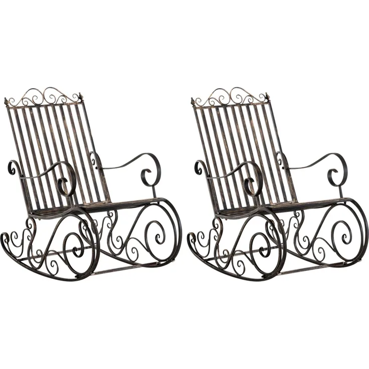 CLP 2er Set Schaukelstühle Smilla Schwingstühle mit hoher Rückenlehne,bronze