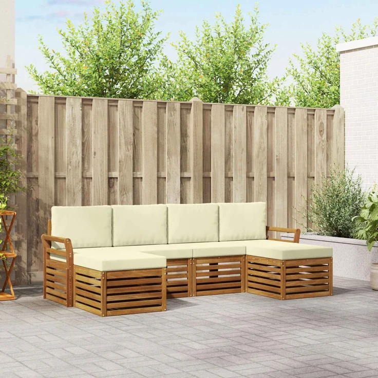 vidaXL Outdoor-Sofagarnitur 6 stk. 6-Sitzer Natur und Creme 3375250 – Bild 1