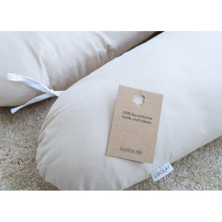 Loolay Stillkissen Baumwolle M/L o L/XL Schwangerschaftskissen Seitenschläferkissen Bezug, WEICH Füllung + 100% BIO-Baumwolle Kissenbezug, 170 oder 190 cm Stillkissen + Bezug abnehmbar mit Reißverschluss!, LOOLAY® - 100% Europäische Stoffe und Kleinser... – Bild 4