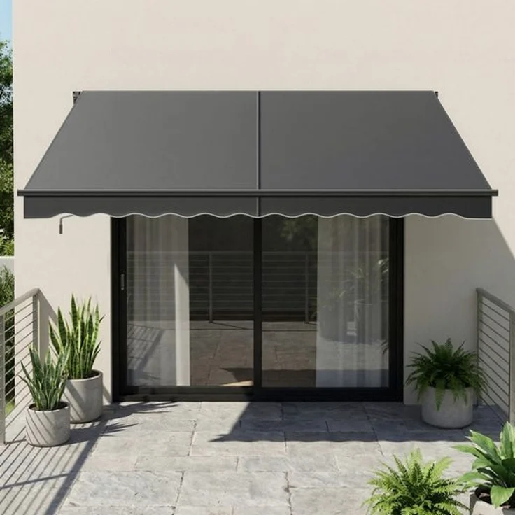 SONGMICS Gelenkarmmarkise, Handkurbel, UPF 50+, Aluminiumlegierung, 300 x 250 cm, grau – Bild 3