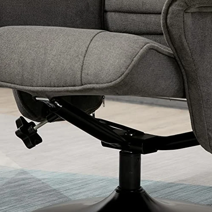 HOMCOM Relaxsessel Relaxstuhl mit Fußhocker, verstellbare Rückenlehne (Liegesessel, 2-St, Fernsehsessel), für Wohnzimmer, Schlafzimmer, Samt, Dunkelgrau – Bild 10