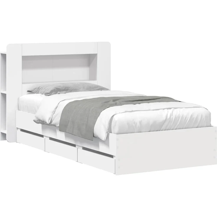 vidaXL Bettgestell mit Stauraum und Kopfteil Weiß 75 x 190 cm 3433996 – Bild 2