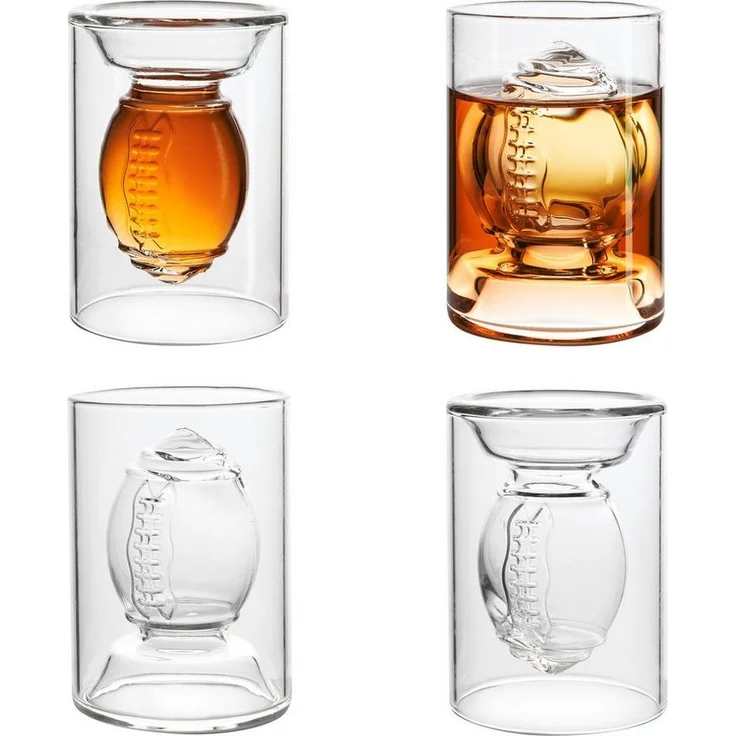 40YARDS Schnapsglas American Football Shotgläser / Trinkgläser / Espressogläser (4 Stück), 4-tlg, Borosilikatglas, Beidseitig befüllbar: 2 cl und 4 cl Volumen – Bild 5