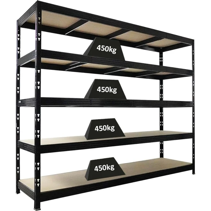 PROREGAL Profi Schwerlastregal Rhino EXTRA BREIT XXL schwarz HxBxT 200x240x70cm Fachlast 450kg 5X Spanplatten-Ebenen 8mm Garagenregal, Lagerregal, Steckregal, Weitspannregal – Bild 1