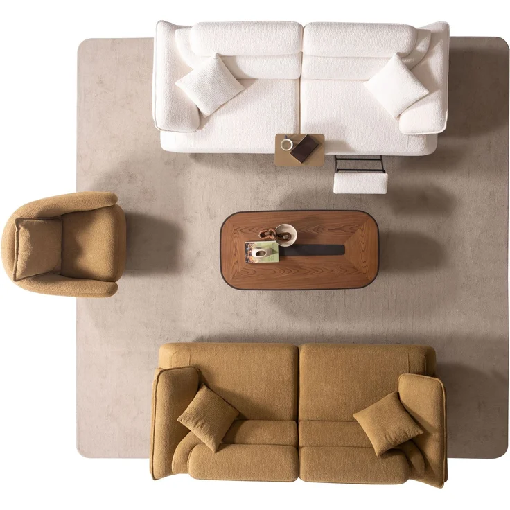 Sitzgruppe/Sofa Set - Wohnzimmergarnitur "Lorina" 3+3+1-Braun/Beige – Bild 3
