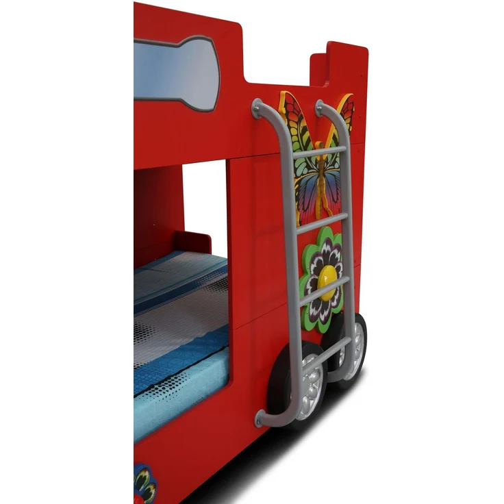 Hochbett Etagenbett Happy Bus mit Matratze & LED Rot – Bild 3