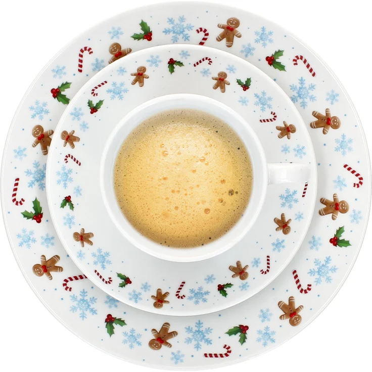 30tlg Kombiservice Candyman Porzellan 6 Personen Teller Tassen Weihnachten blau – Bild 7