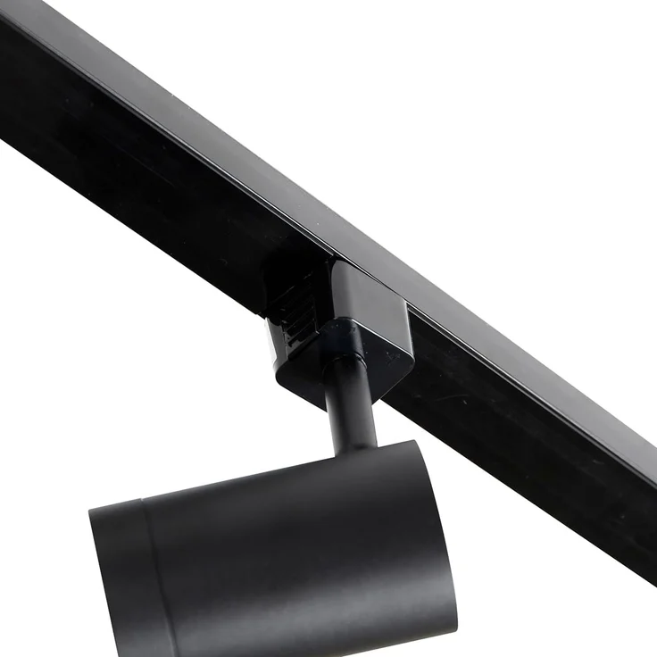 Qazqa Schienensystem-Sets Jeana, 200 cm, (1-tlg), GU10, Schwarz, Modern, Stahl, Deckenstrahler 4-flammig – Bild 5