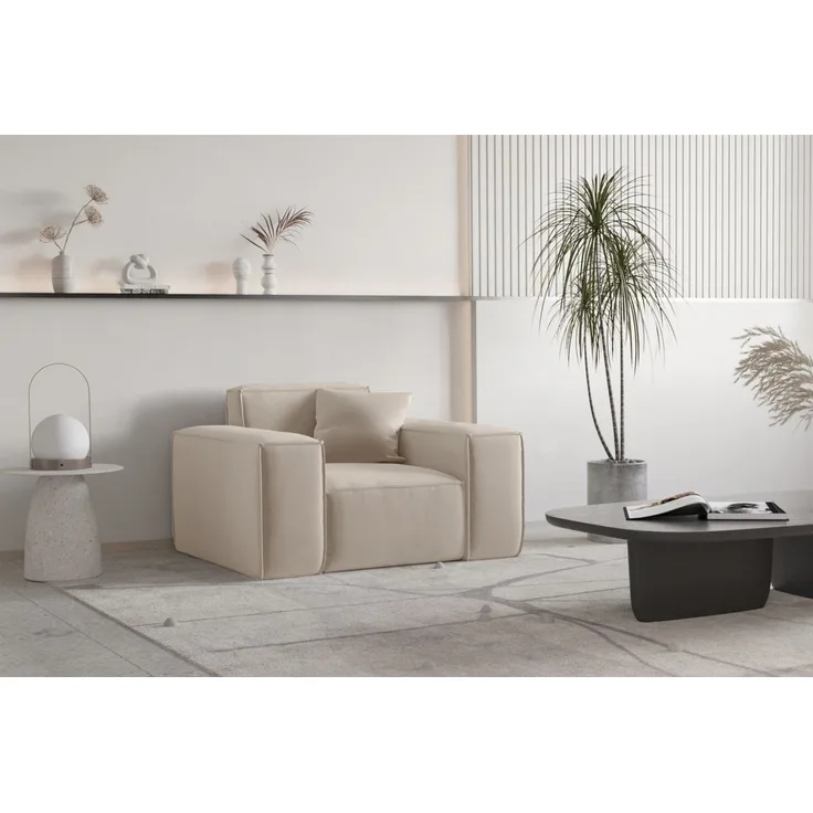 OUTLET Sessel Designersessel CELES PREMIUM in Stoff Opera Velvet Sand