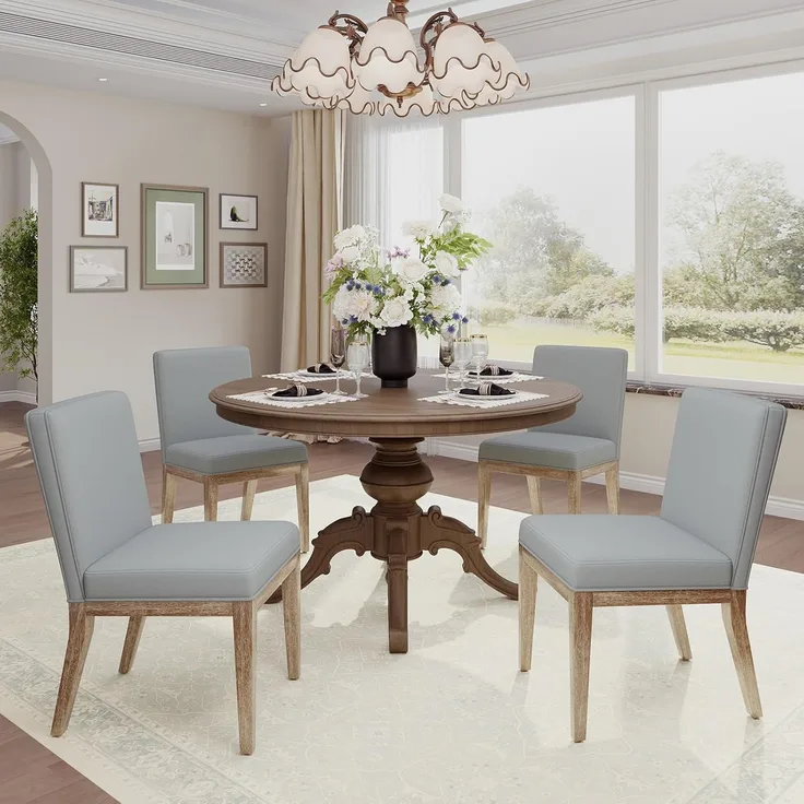COLAMY Esszimmerstühle 4er Set, Moderne Esszimmerstühle mit Stoffbezug, Küchenstühle im Landhausstil für Restaurant und Wohnzimmer, Grau