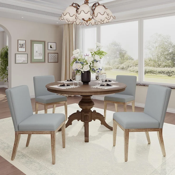 COLAMY Esszimmerstühle 4er Set, Moderne Esszimmerstühle mit Stoffbezug, Küchenstühle im Landhausstil für Restaurant und Wohnzimmer, Grau – Bild 1