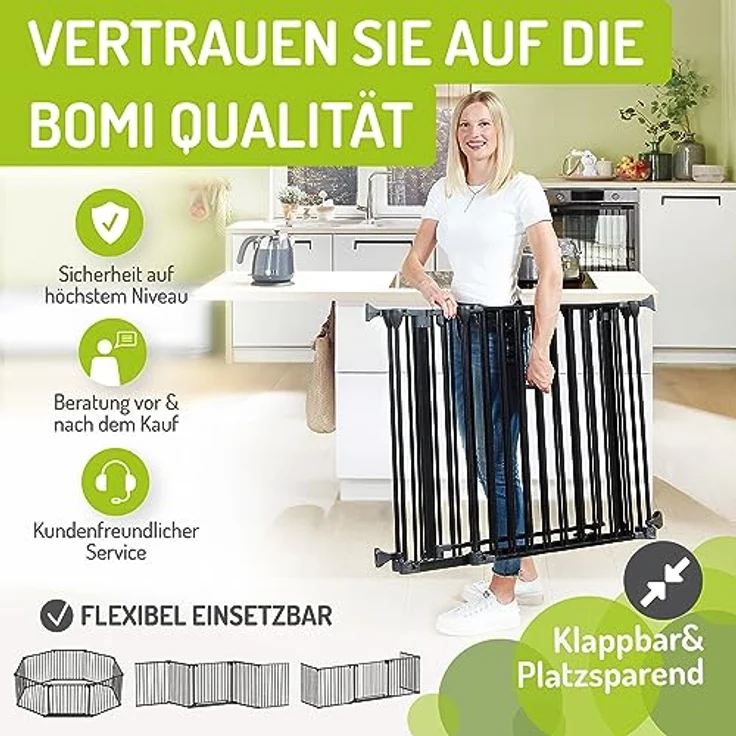 BOMI Kinderschutzgitter Kamin Milo XL 100-525 cm | Extrabreite Tür: 75 cm Durchgang & Feststellfunktion | Kaminabsperrung aus Metall | Ofen Schutz für Kinder freistehend | Kaminschutzgitter 4m – Bild 8