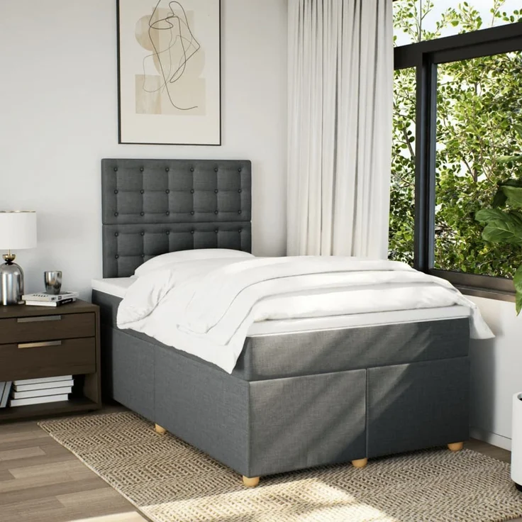 vidaXL Boxspringbett mit Matratze Dunkelgrau 120x190 cm Stoff 3293534 – Bild 5