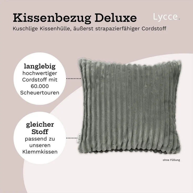 Lycce Dekokissen Kissenbezug Deluxe aus extra breitem, flauschigem Cordstoff 50x50cm – Bild 3