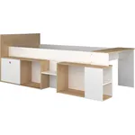 Vente-unique - Kombibett 90 x 200 cm mit Schreibtisch & Stauraum - Weiß & Holzfarben - PALOMA