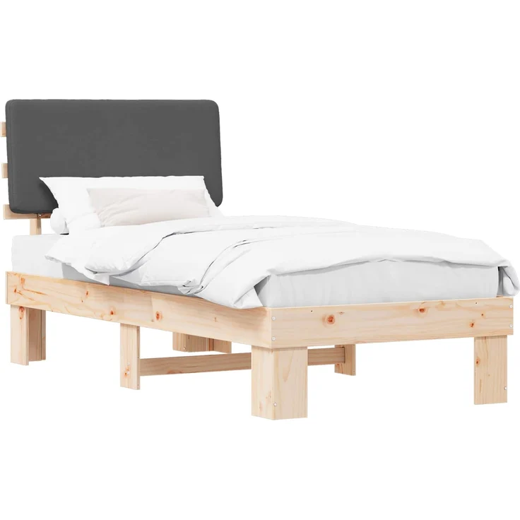 vidaXL Bettgestell mit gepolstertem Kopfteil Dunkelgrau 75x190 cm 877390 – Bild 1