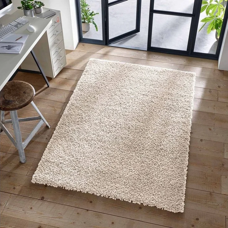 TaCa Home Langflor-Teppich Shaggy Teppich Langflor, rechteckig, Höhe: 35 mm, Wohnzimmer Esszimmer Schlafzimmer Kinderzimmer, Creme - 60x90 cm – Bild 1