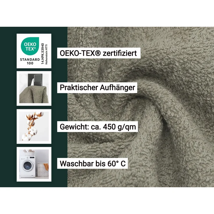 ZOLLNER Gästehandtücher 10er Set, Baumwolle, 30x50 cm, taupe – Bild 2