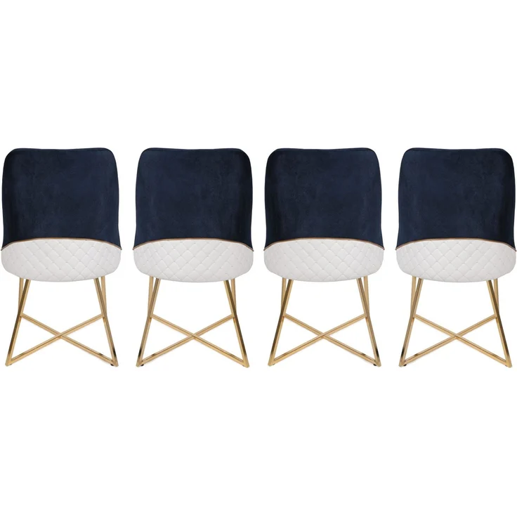 Skye Decor 'Madrid 908 V4' Stuhlset (4-teilig), Gold / Dunkelblau, 50 x 90 x 49 cm – Bild 3