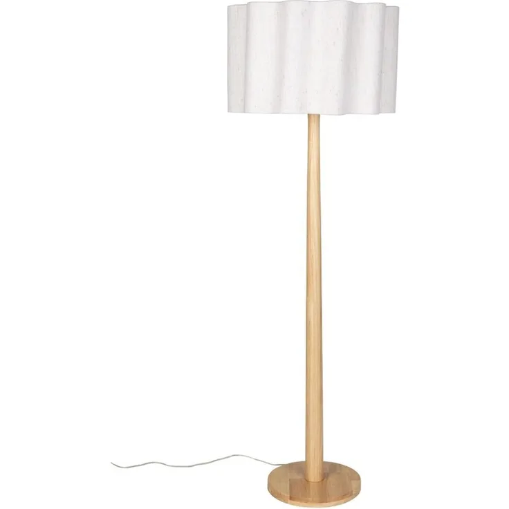 Stehlampe Scallop mit Jute-Lampenschirm, Gummibaumholz von Dutchbone