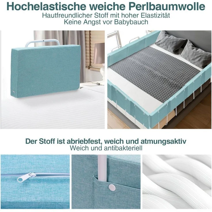 Clanmacy Bettschutzgitter Kinderbettgitter, 2x Bettgitter, Grün,120cm, H: 28 cm – Bild 2
