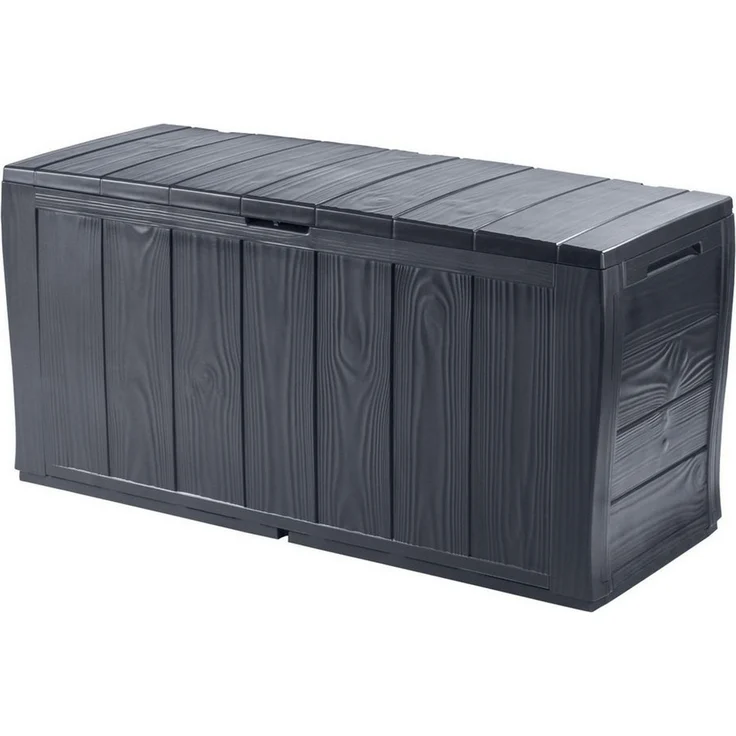 Keter Gartenbox "Sherwood" 270L Graphit Holzoptik UV-& witterungsbeständig, wasserfest – Bild 5