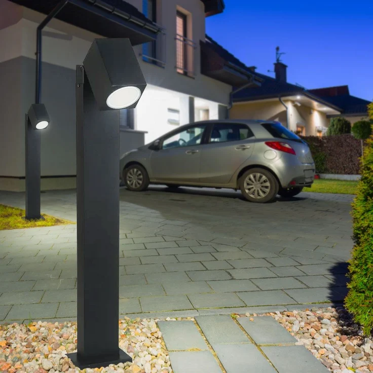 2er Set Stehlampen, Alu, schwarz, beweglicher Spot, H 80 cm – Bild 9