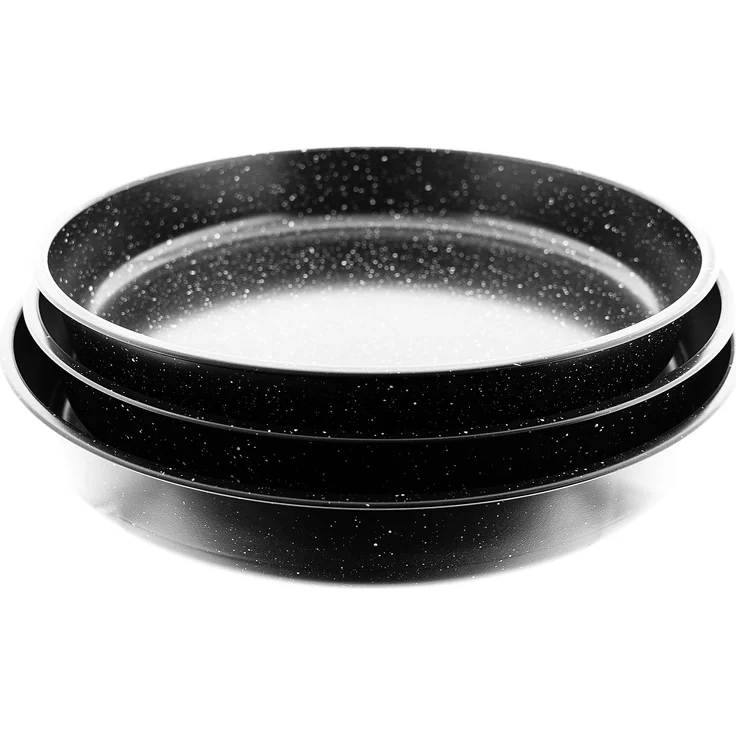 3er Set Backblech aus Granit in Schwarz 32/36/40 cm Backofenblech Tepsi – Bild 3
