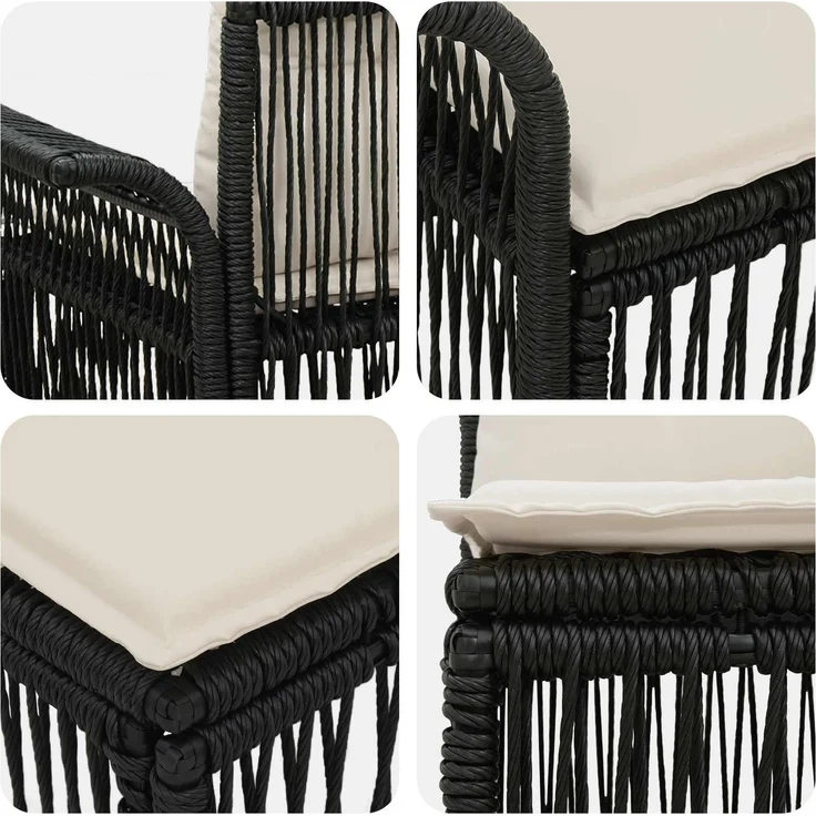vidaXL Gartensofa-set 13 stk. 13-Sitzer Schwarz und Cremeweiß 3435010 – Bild 7