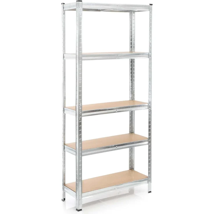 Wiltec Schwerlastregal 75 x 30 x 174 cm, Gesamtlast 875kg, Steckregal verzinkt aus Stahl, Lastenregal mit 5 Ablagen, Werkstattregal – Bild 1