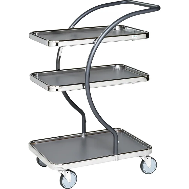 Kongamek C-Line Tischwagen in grau mit 3 Böden 595x360mm Ladefläche 120kg Tragkraft