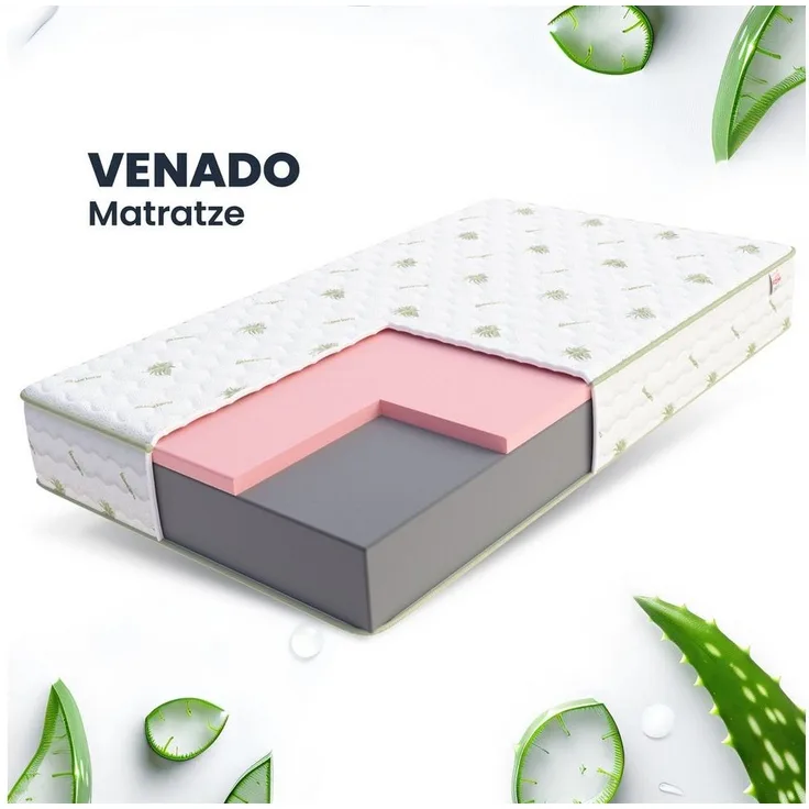 Matratze 80x200 Kaltschaum VENADO Visco HR Schaum H3 H4 25 cm Aloe Vera Bezug