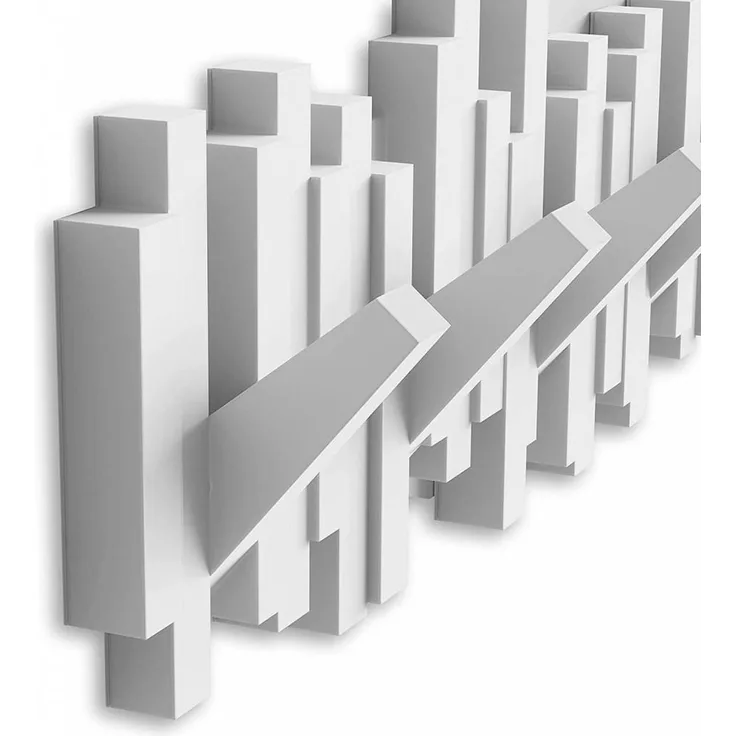 UMBRA STICKS Multi HOOK WHITE 318211-660 platzsparende Garderobenleiste mit 5 beweglichen Haken