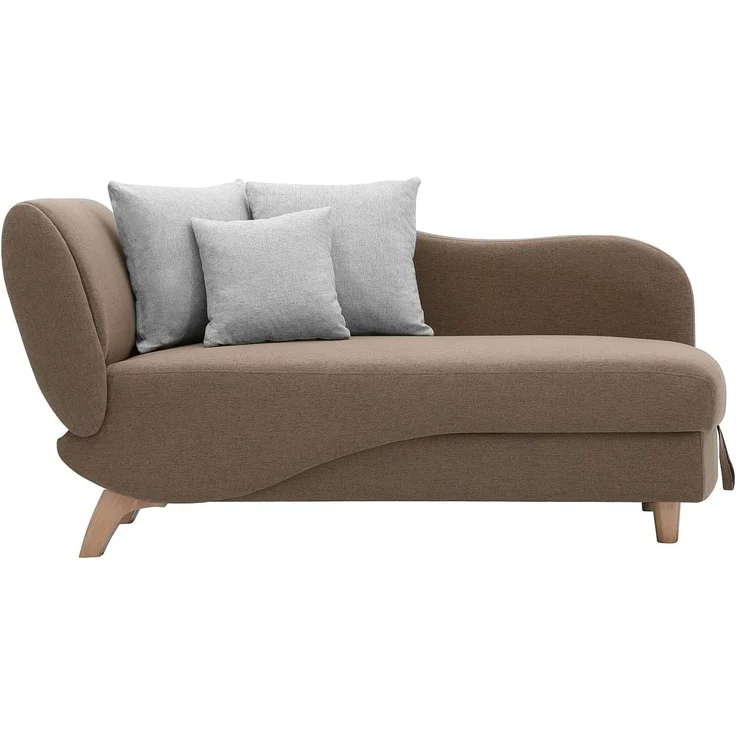 Vente-unique - PENELOPE Chaise longue Stoff Braun - B 80 cm x H 81 cm x L 160 cm – Bild 3
